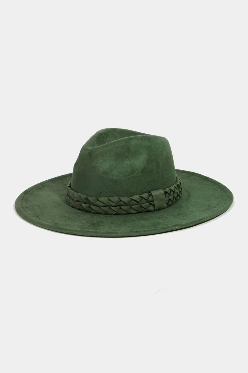Braided Beauty Brim Detailing Fedora Hat (Assorted Colors)