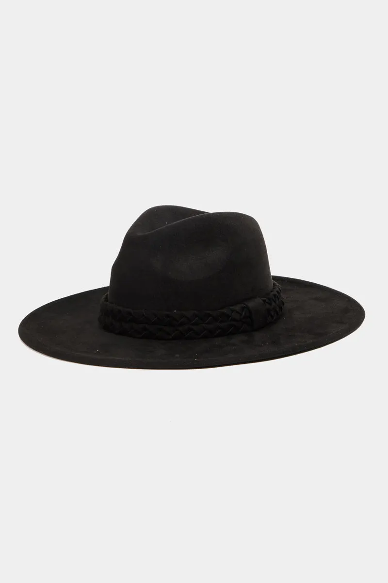 Braided Beauty Brim Detailing Fedora Hat (Assorted Colors)