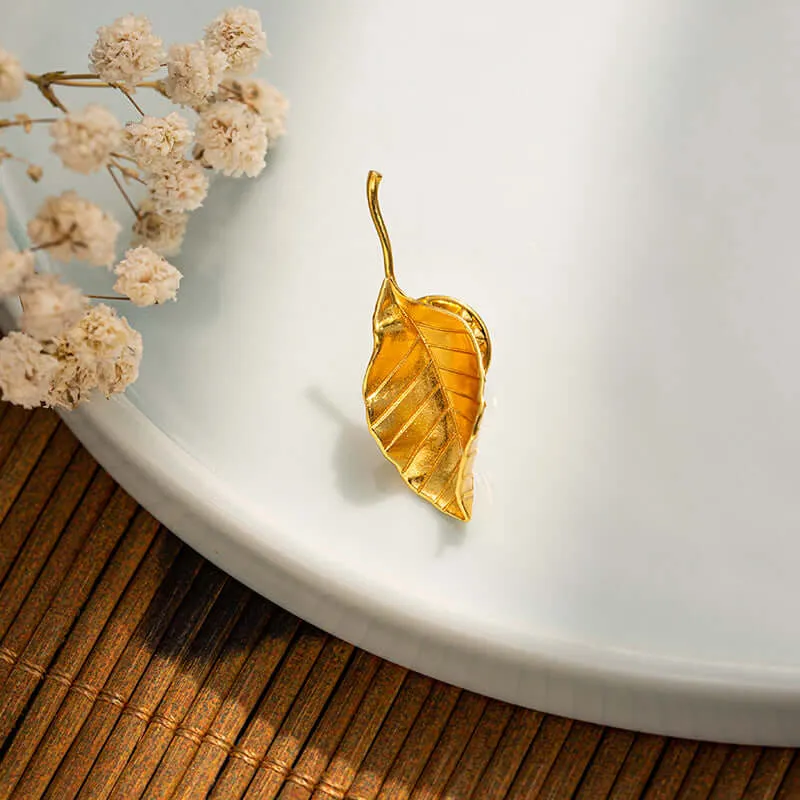 Bronze Gold Leaf Brooch