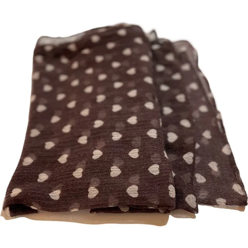 Brown Cotton Scarf with Hearts  for Felting, Material for Felting, Felting Supplies for Wet Nuno Felting, Craft Supplies, Great for Collage