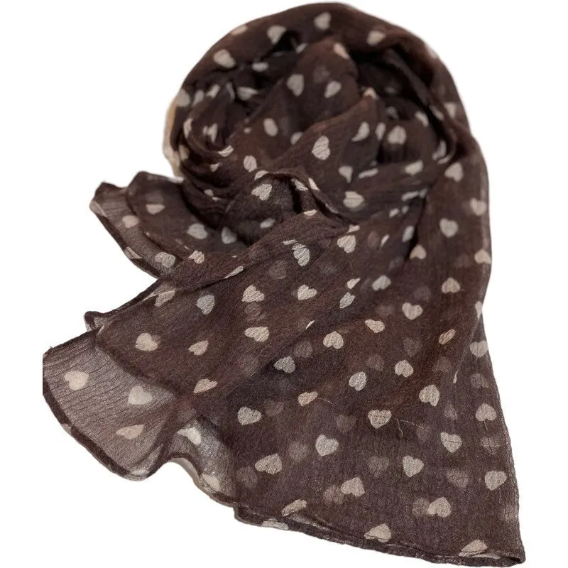 Brown Cotton Scarf with Hearts  for Felting, Material for Felting, Felting Supplies for Wet Nuno Felting, Craft Supplies, Great for Collage