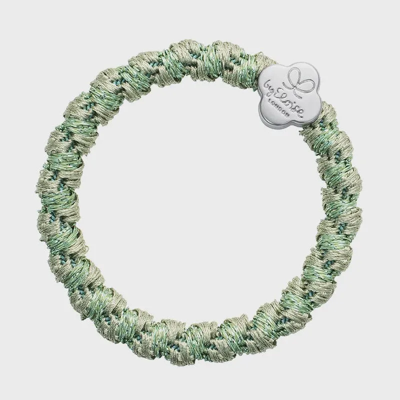 By Eloise Bangle Band | Silver Quatrefoil | Woven Pistachio