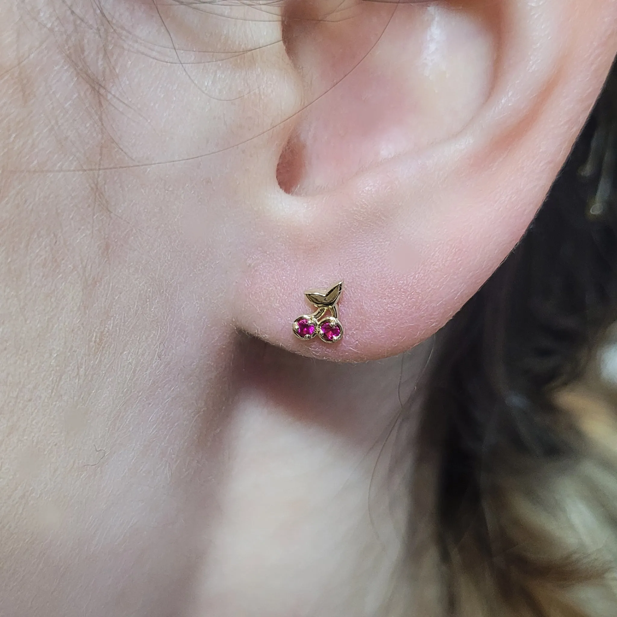 Cherry Fruit Studs - Rubies
