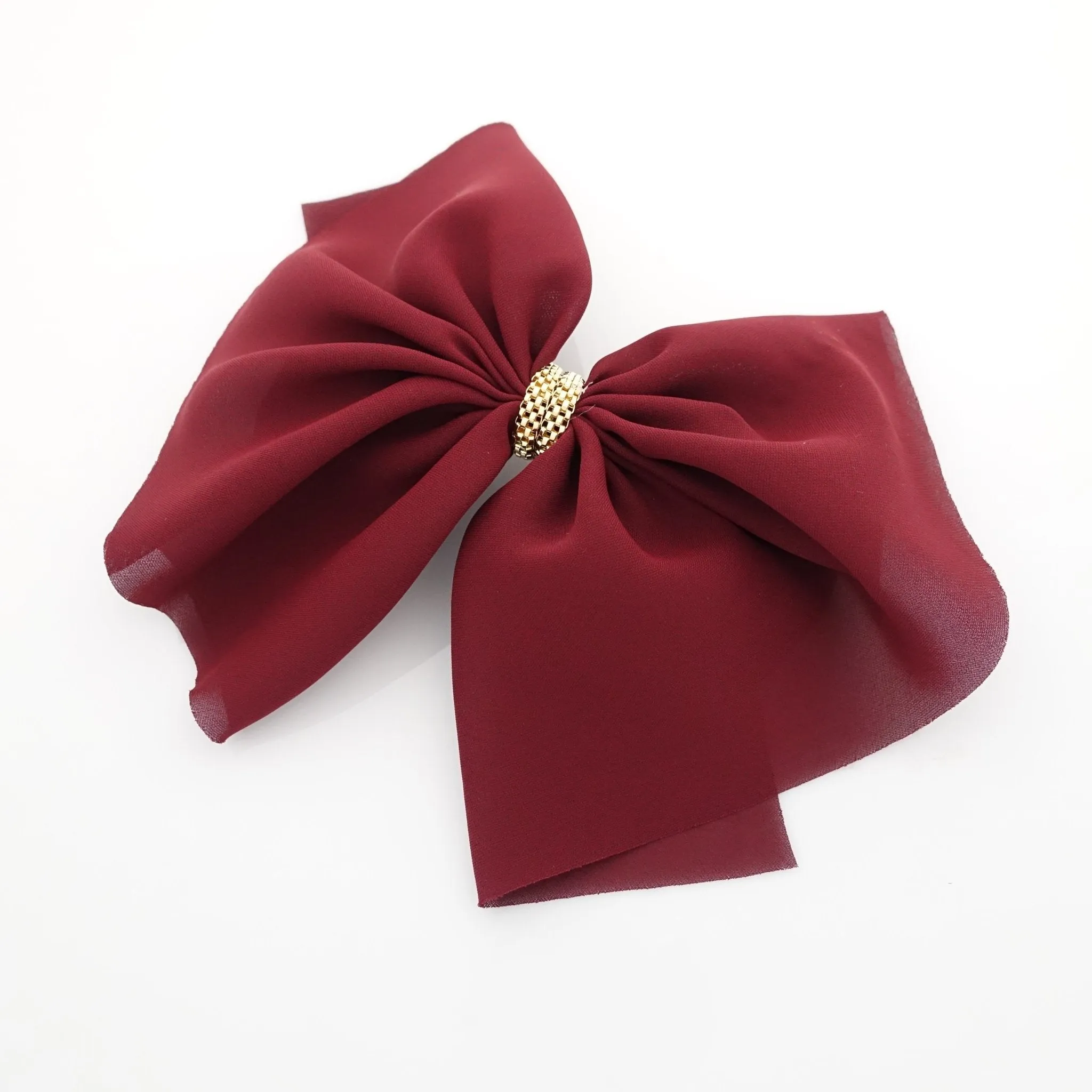 chiffon hair bow golden chain decorated butterfly hair bow barrette women hair accessory