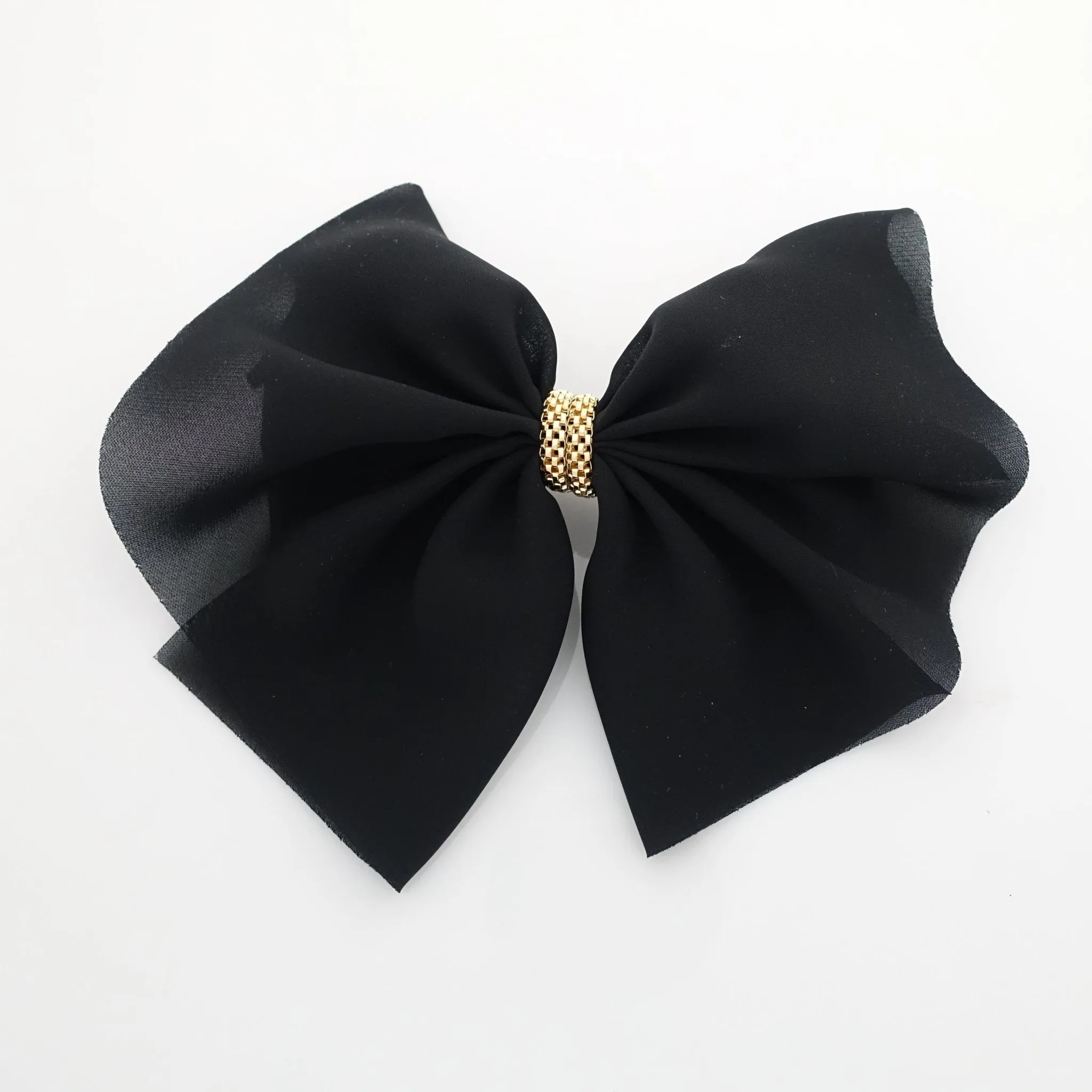 chiffon hair bow golden chain decorated butterfly hair bow barrette women hair accessory