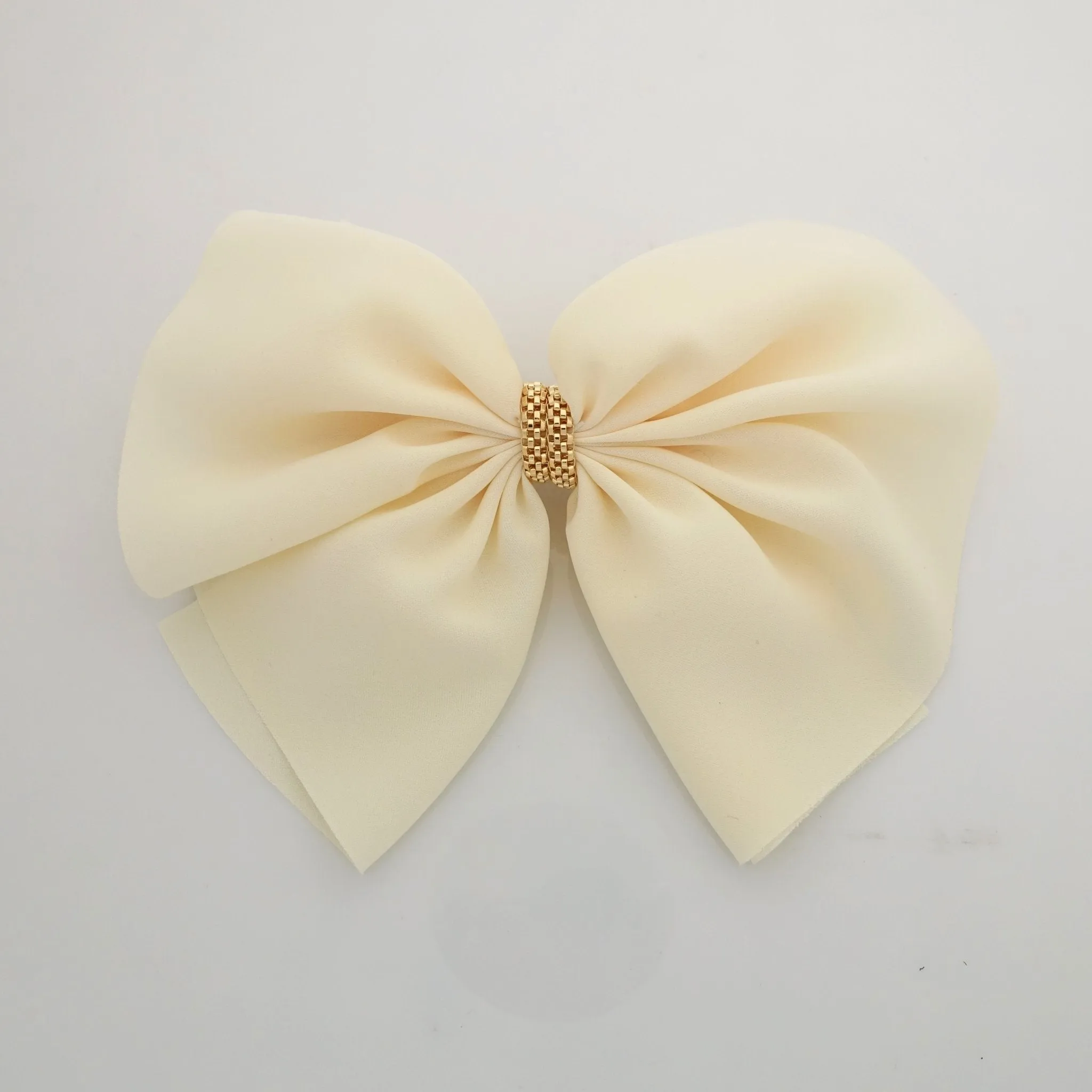 chiffon hair bow golden chain decorated butterfly hair bow barrette women hair accessory
