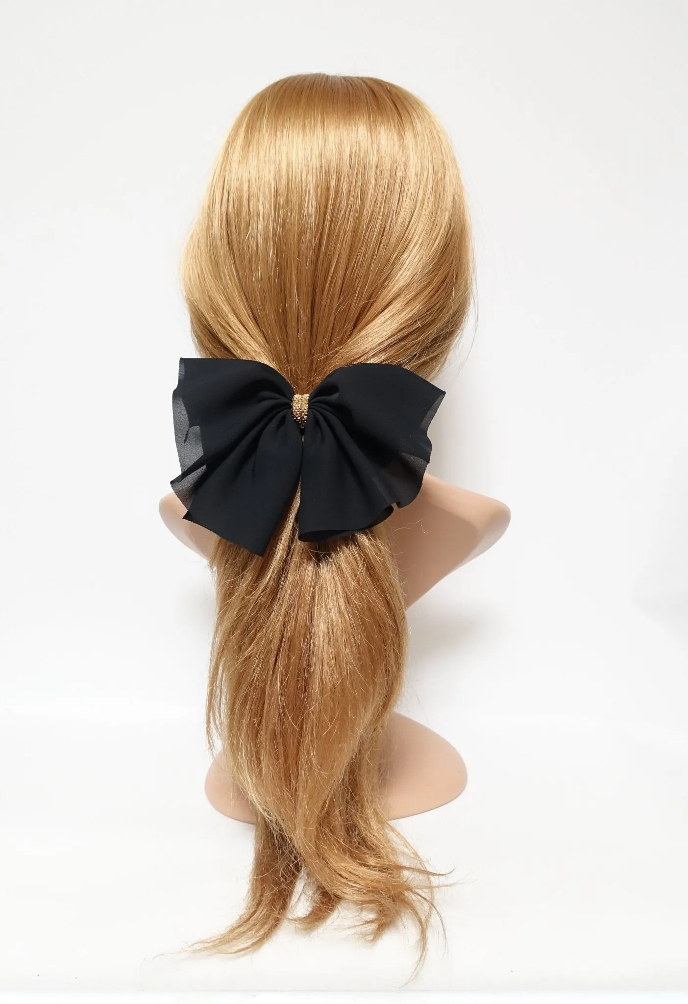chiffon hair bow golden chain decorated butterfly hair bow barrette women hair accessory