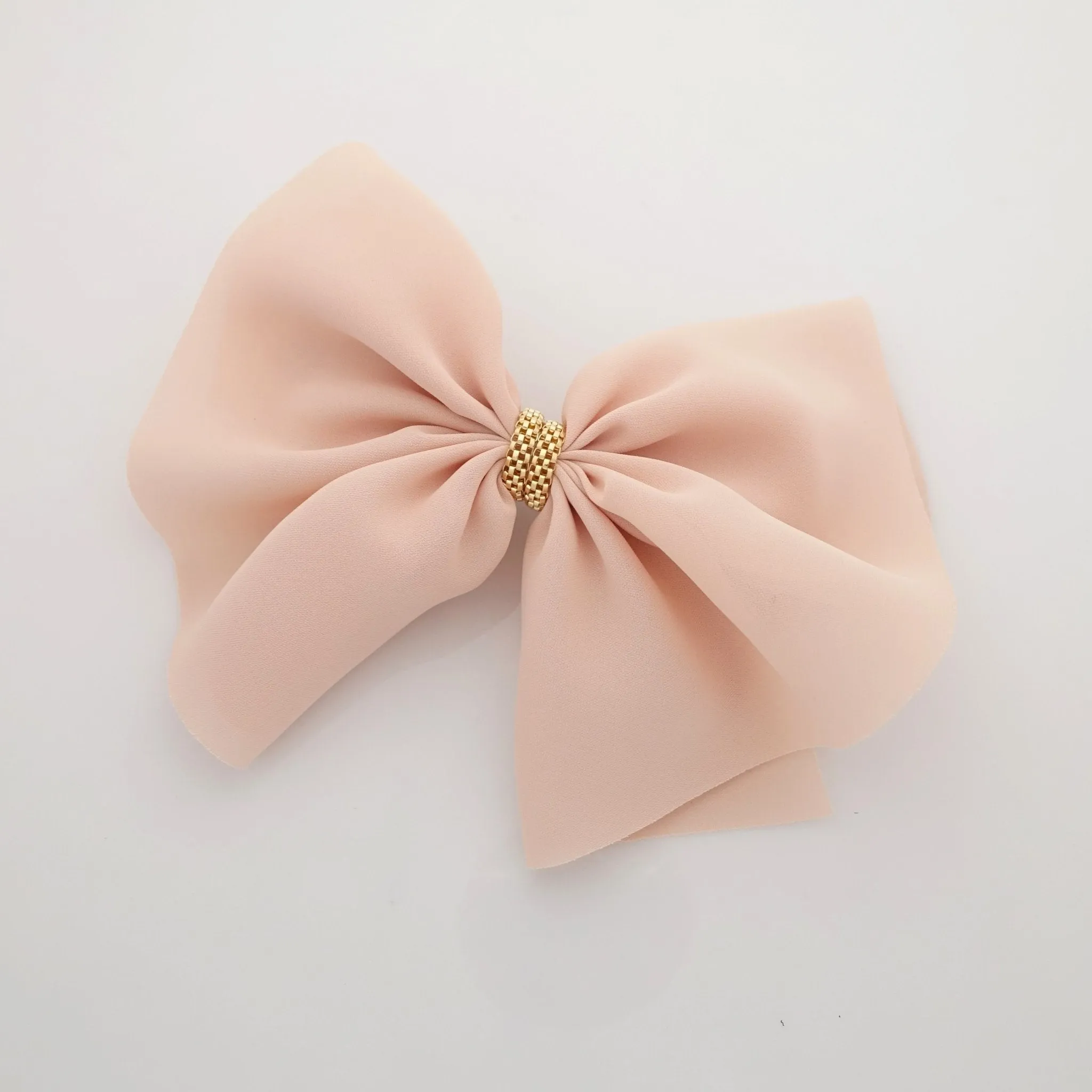 chiffon hair bow golden chain decorated butterfly hair bow barrette women hair accessory