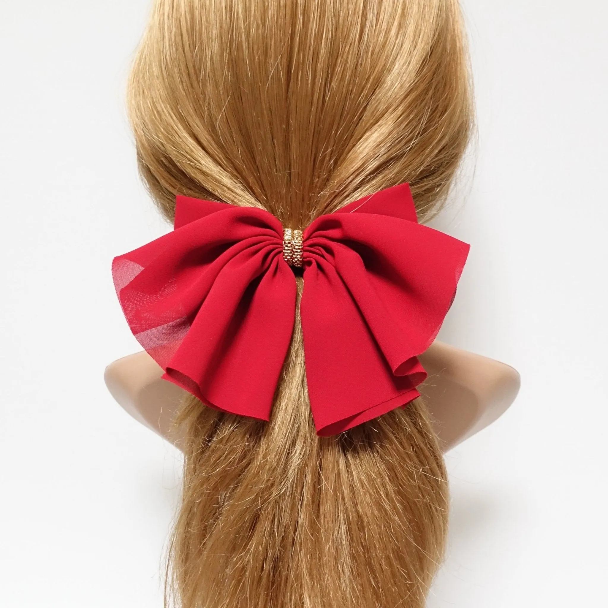 chiffon hair bow golden chain decorated butterfly hair bow barrette women hair accessory