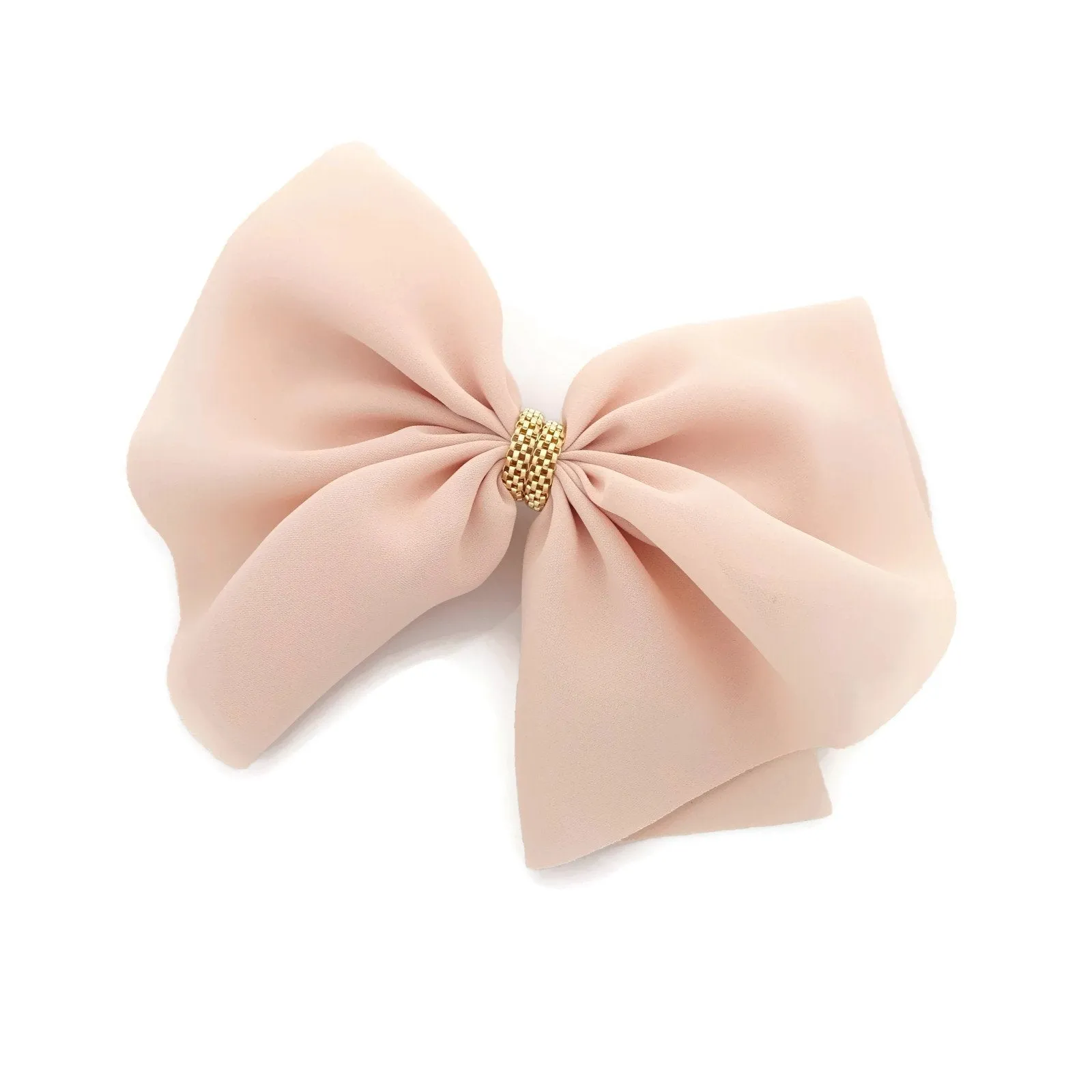 chiffon hair bow golden chain decorated butterfly hair bow barrette women hair accessory