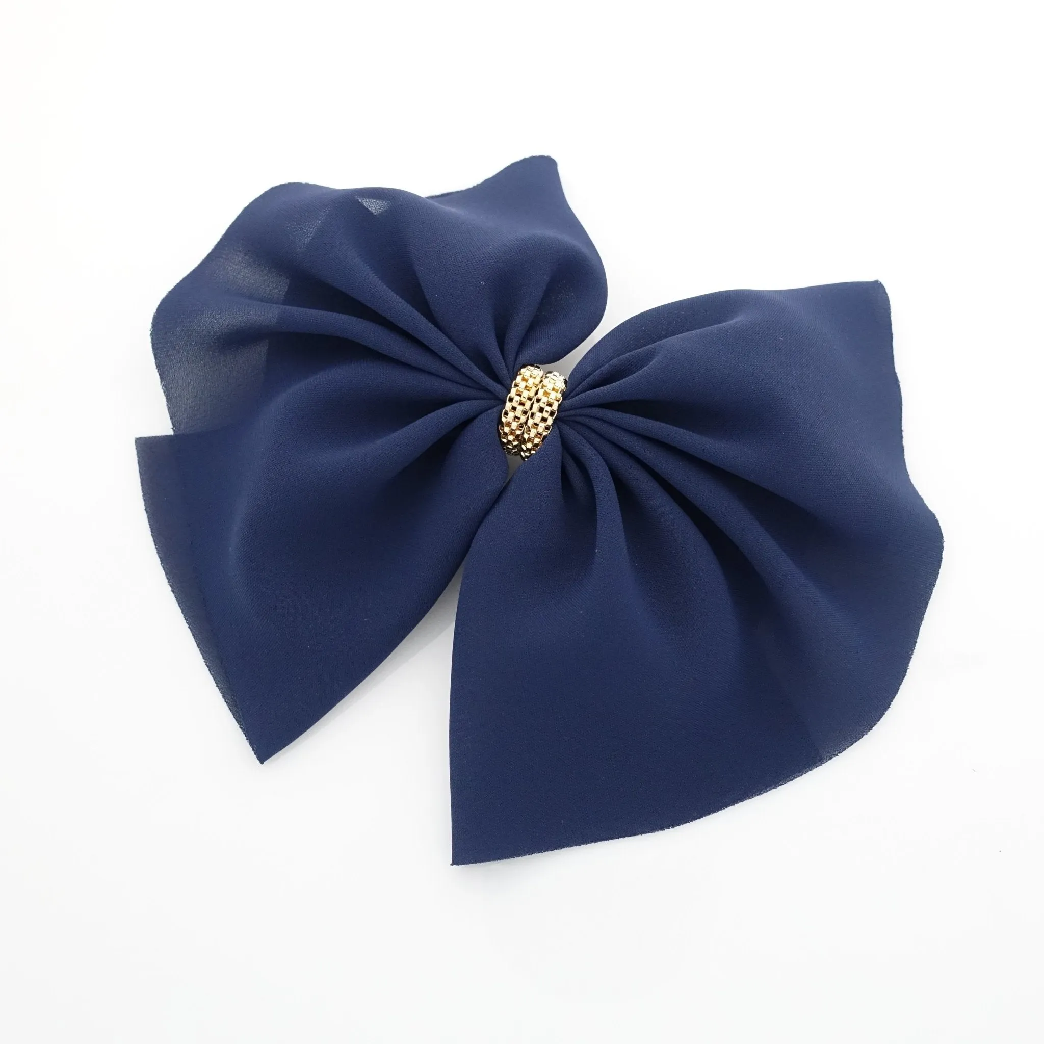 chiffon hair bow golden chain decorated butterfly hair bow barrette women hair accessory