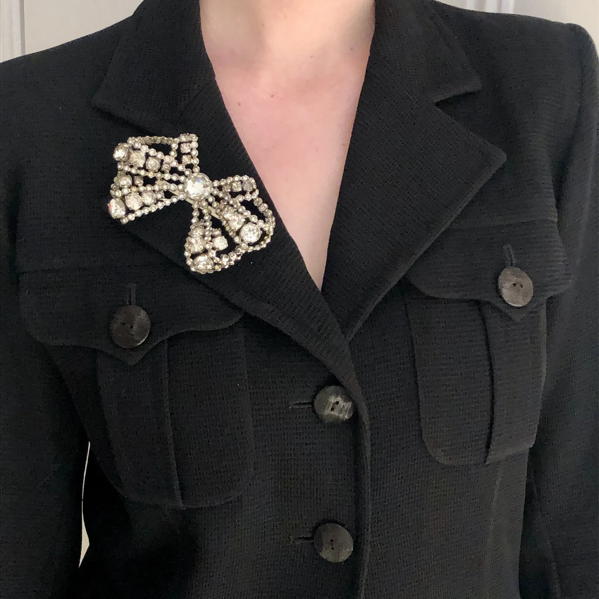 Christian Lacroix Rhinestone Bow Brooch/Pin