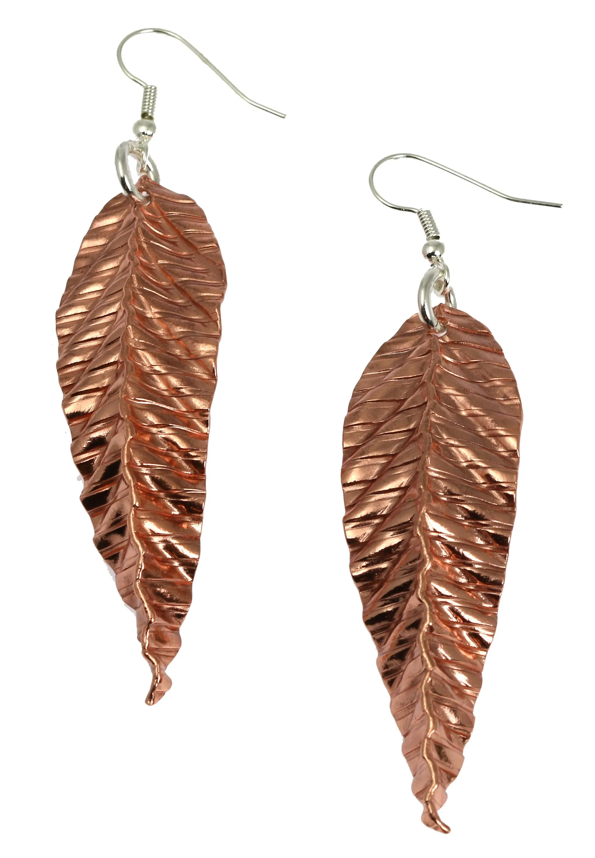 Corrugated Fold Formed Copper Leaf Earrings