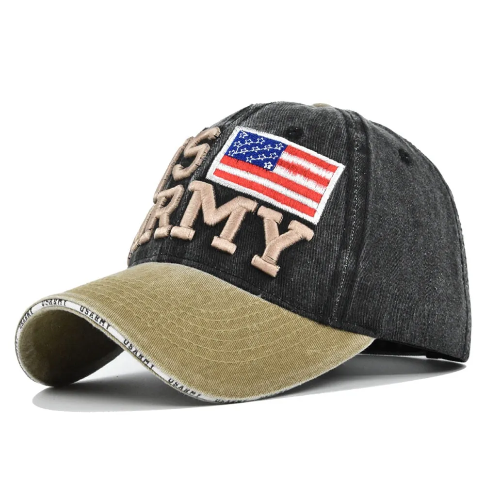 Cotton Letter US ARMY Baseball Caps Embroidery Pattern Hip Hip Snapback Hats Bone Casquette Trucker Cap Men Women