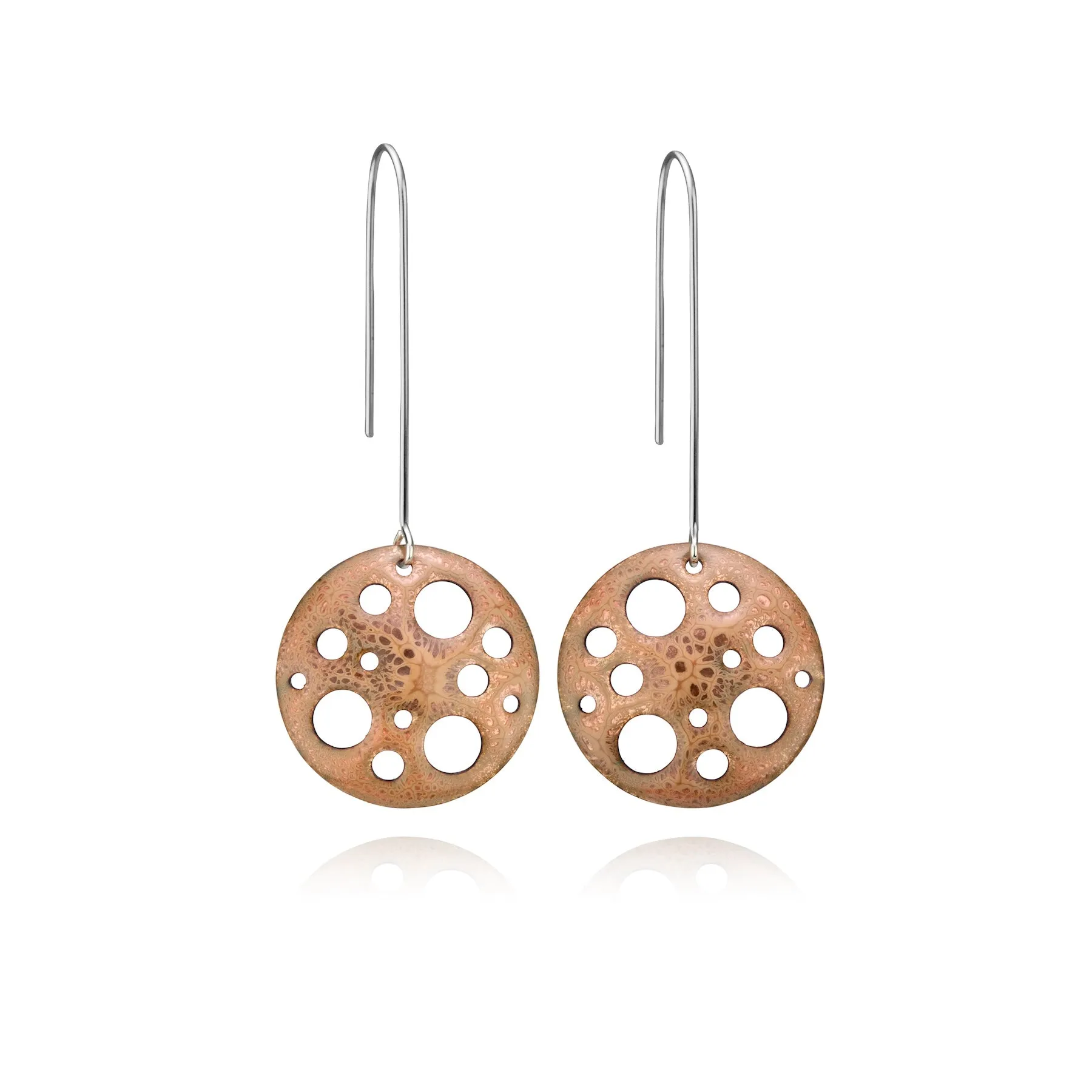 Crackle Moon Earrings in Beige by Lena Binnington