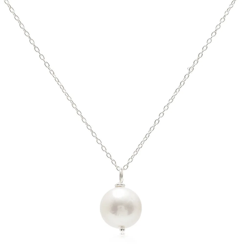 Credo almost round cultured freshwater pearl pendant on silver chain