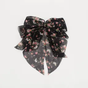 crinkled chiffon floral hair bow for women