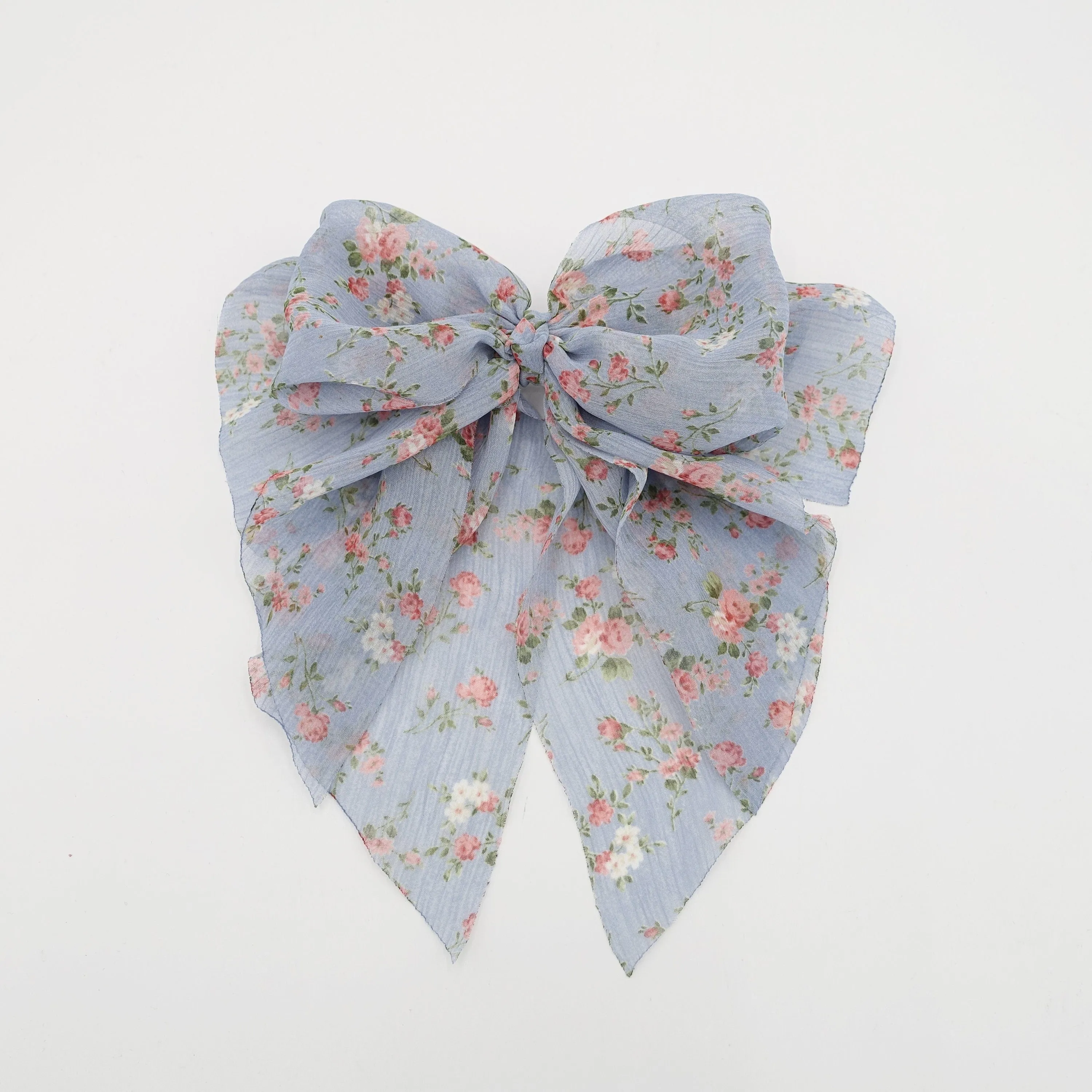 crinkled chiffon floral hair bow for women