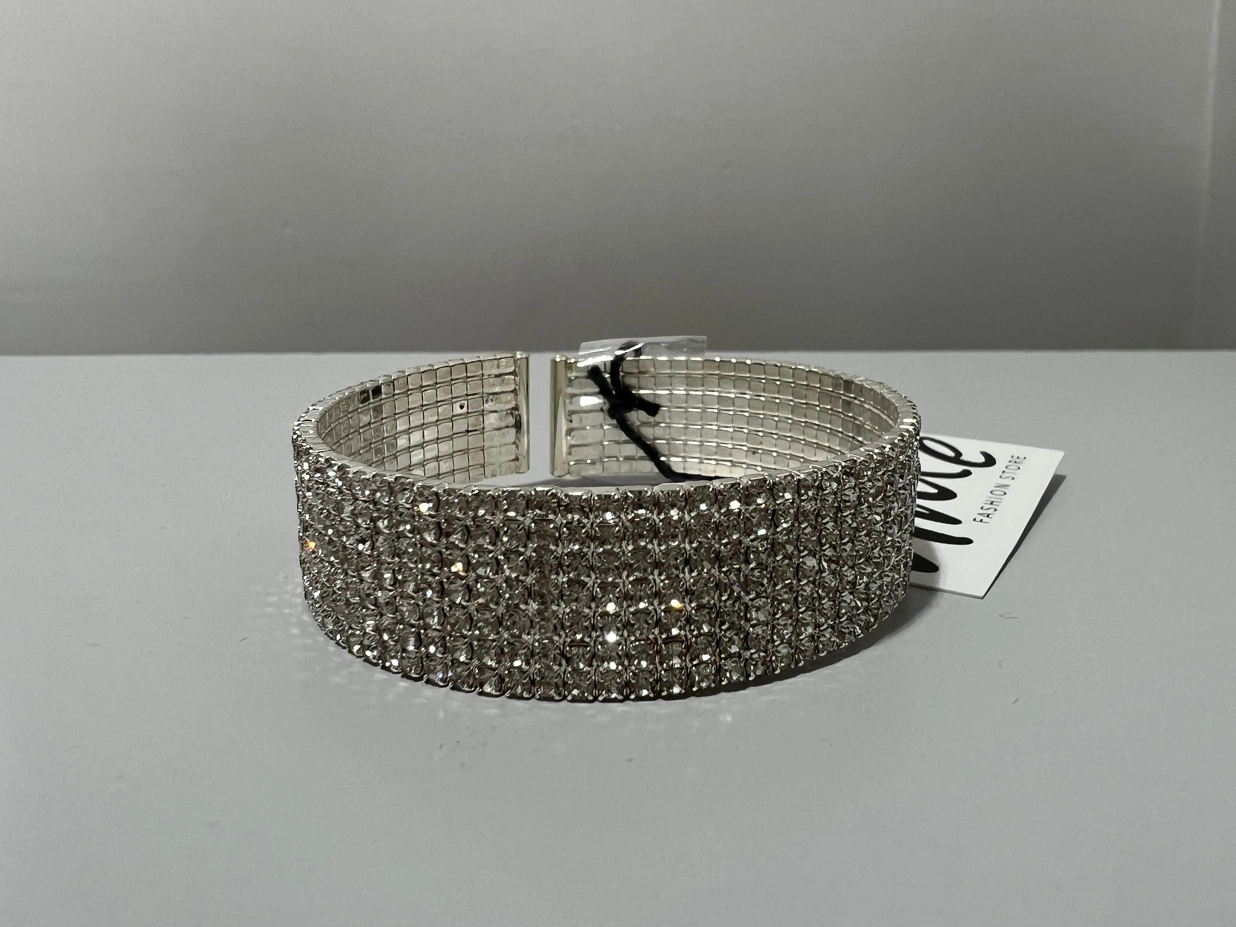 Crystal Silver Cuff Bracelet