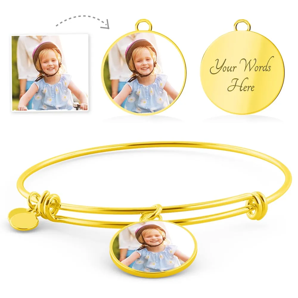 Custom Photo Bangle Bracelet | Engraveable