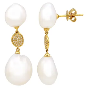 Dangling Pearl Drop Studs