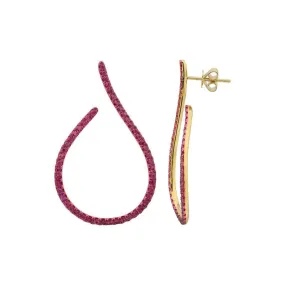 Dark Pink Gemstone Drop Curve Studs