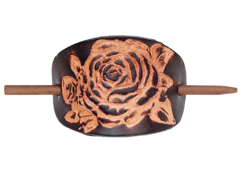 Desert Rose Leather Hair Barrette