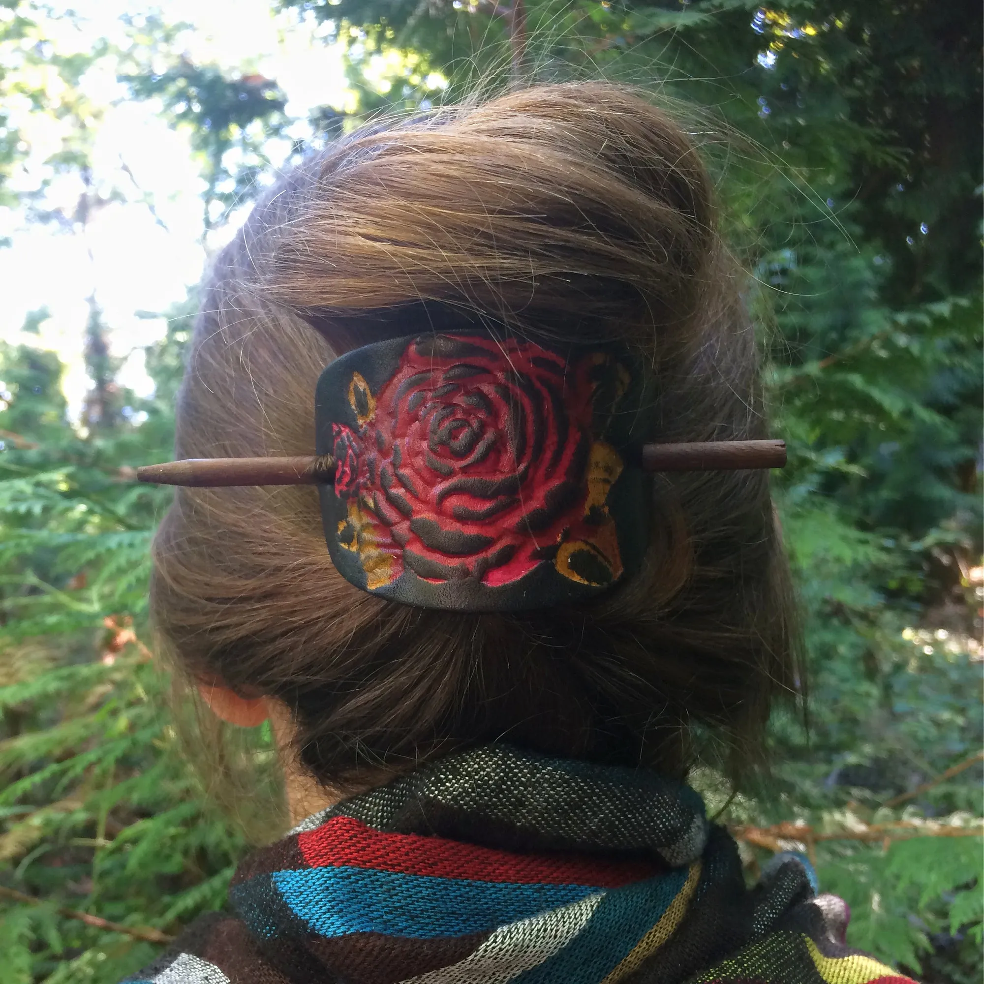 Desert Rose Leather Hair Barrette