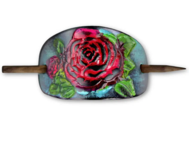 Desert Rose Leather Hair Barrette