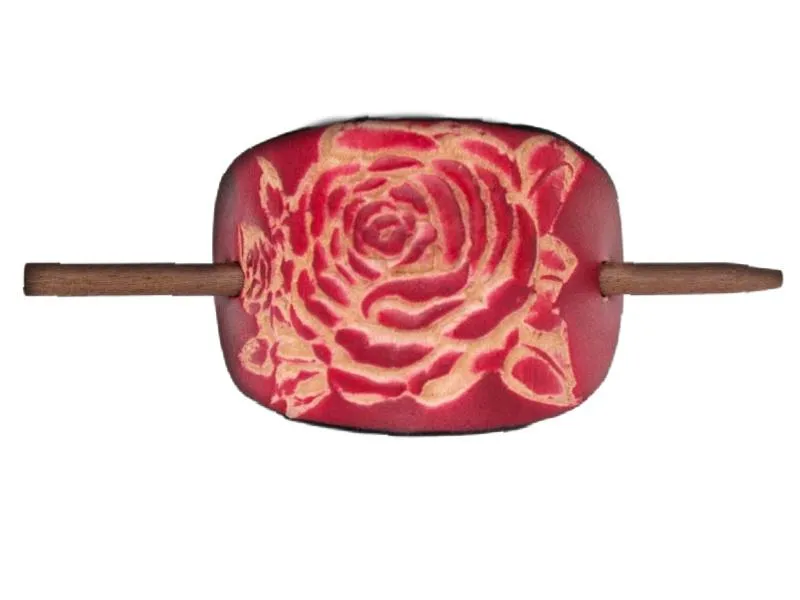 Desert Rose Leather Hair Barrette