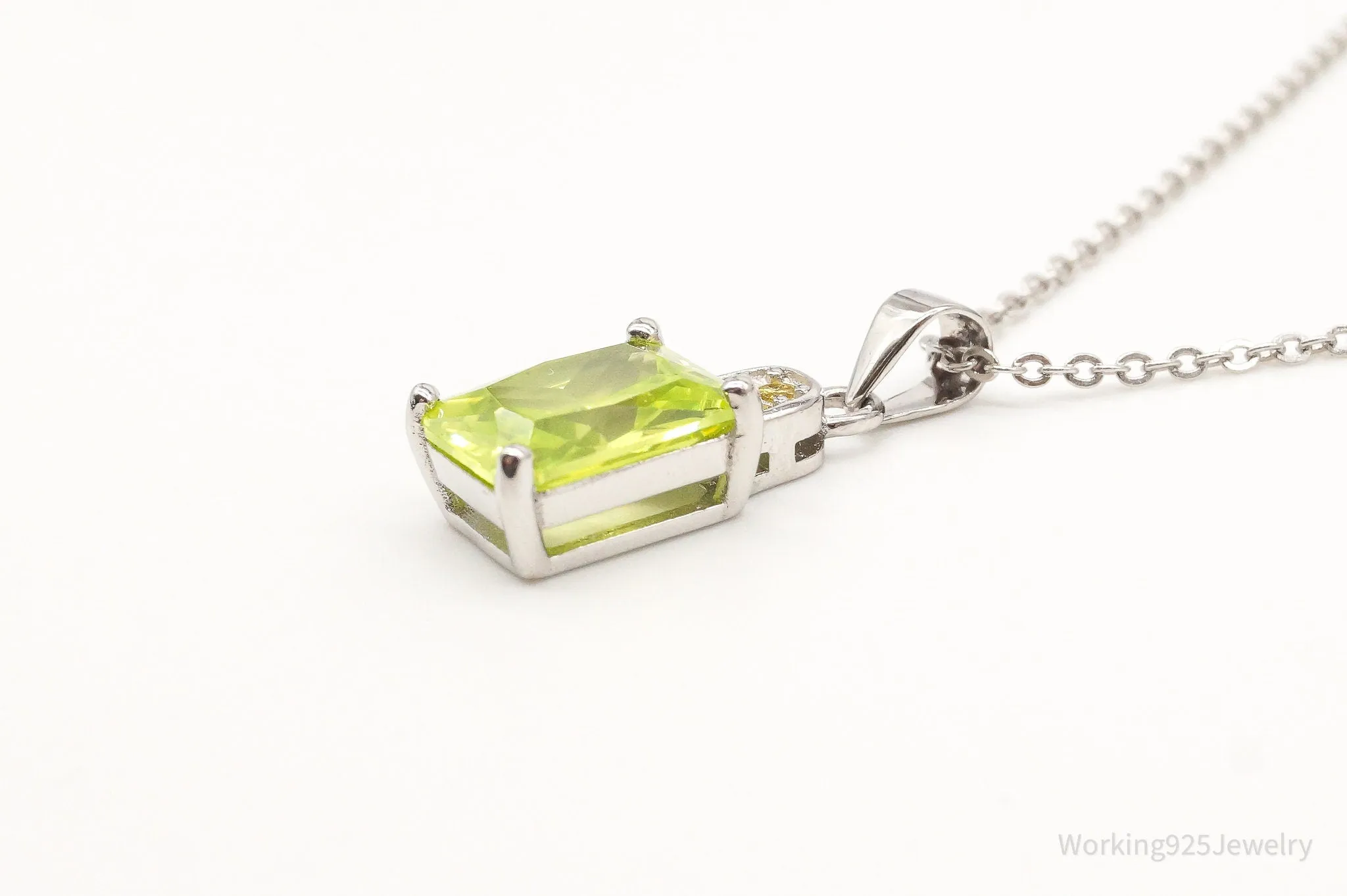 Designer Ryze Lime & Yellow Cubic Zirconia Sterling Silver Necklace