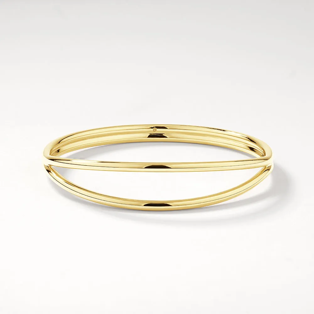 Double Band Split Bangle in Gold