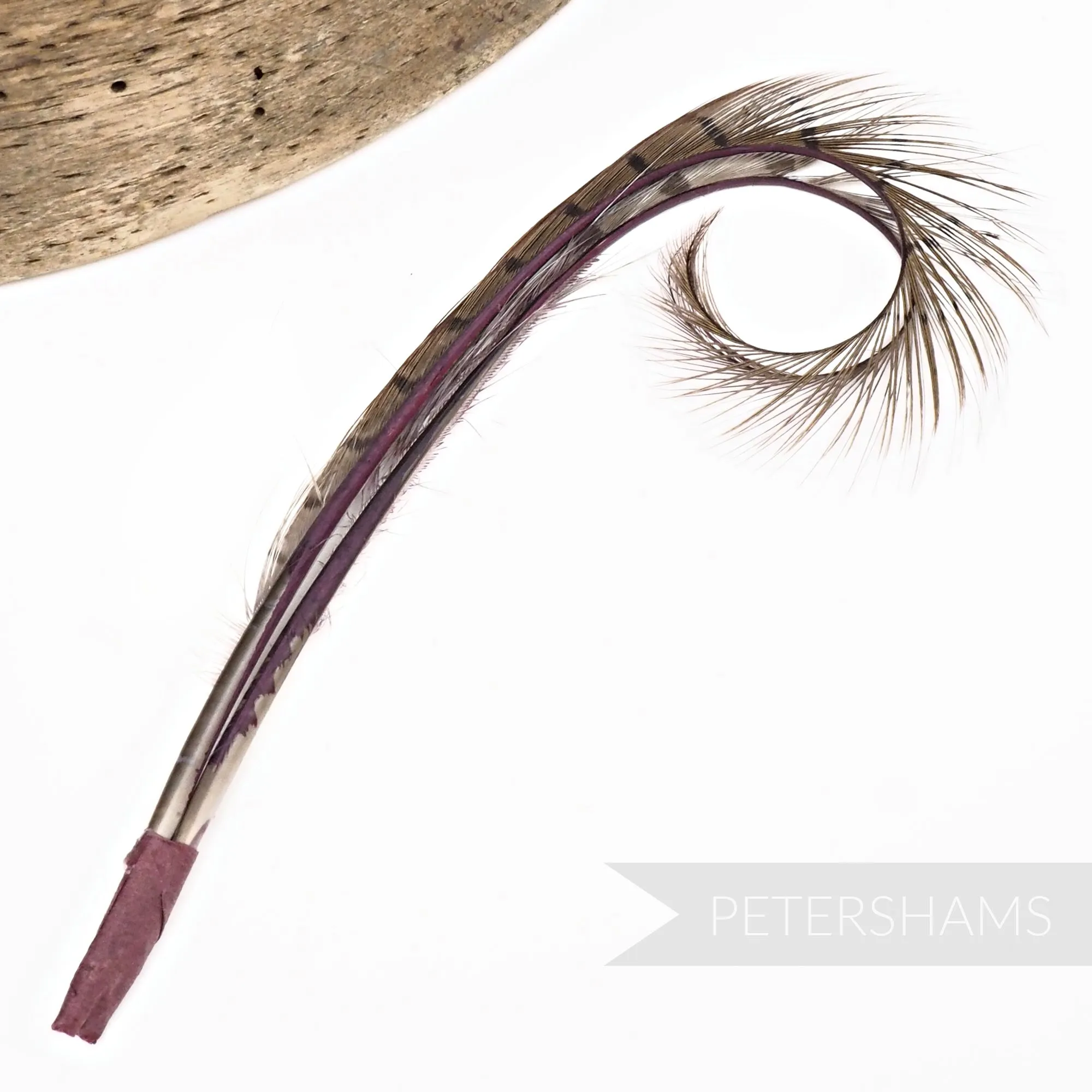 Double Burnt, Curled & Dyed Pheasant Feather Hat Mount