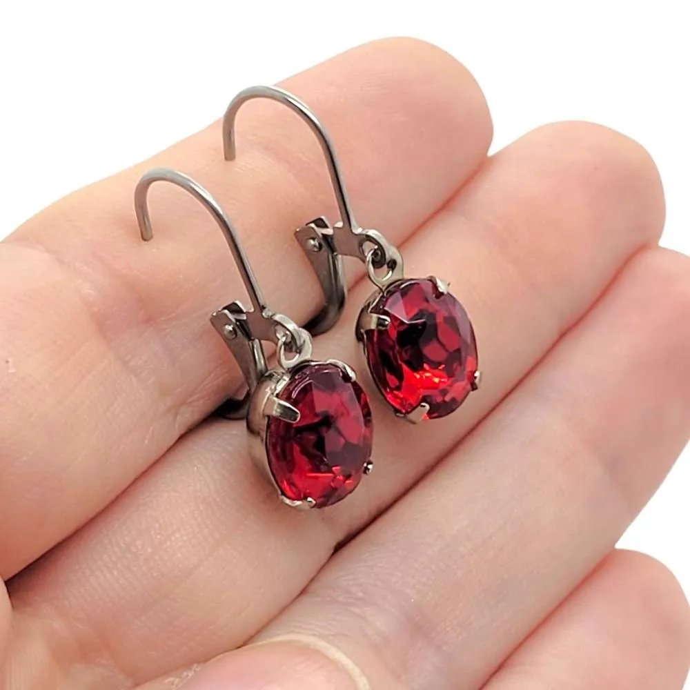 Earrings - Reds and Pinks - Steel Vintage Rhinestone Dangles (Assorted Styles) by Christine Stoll | Altered Relics