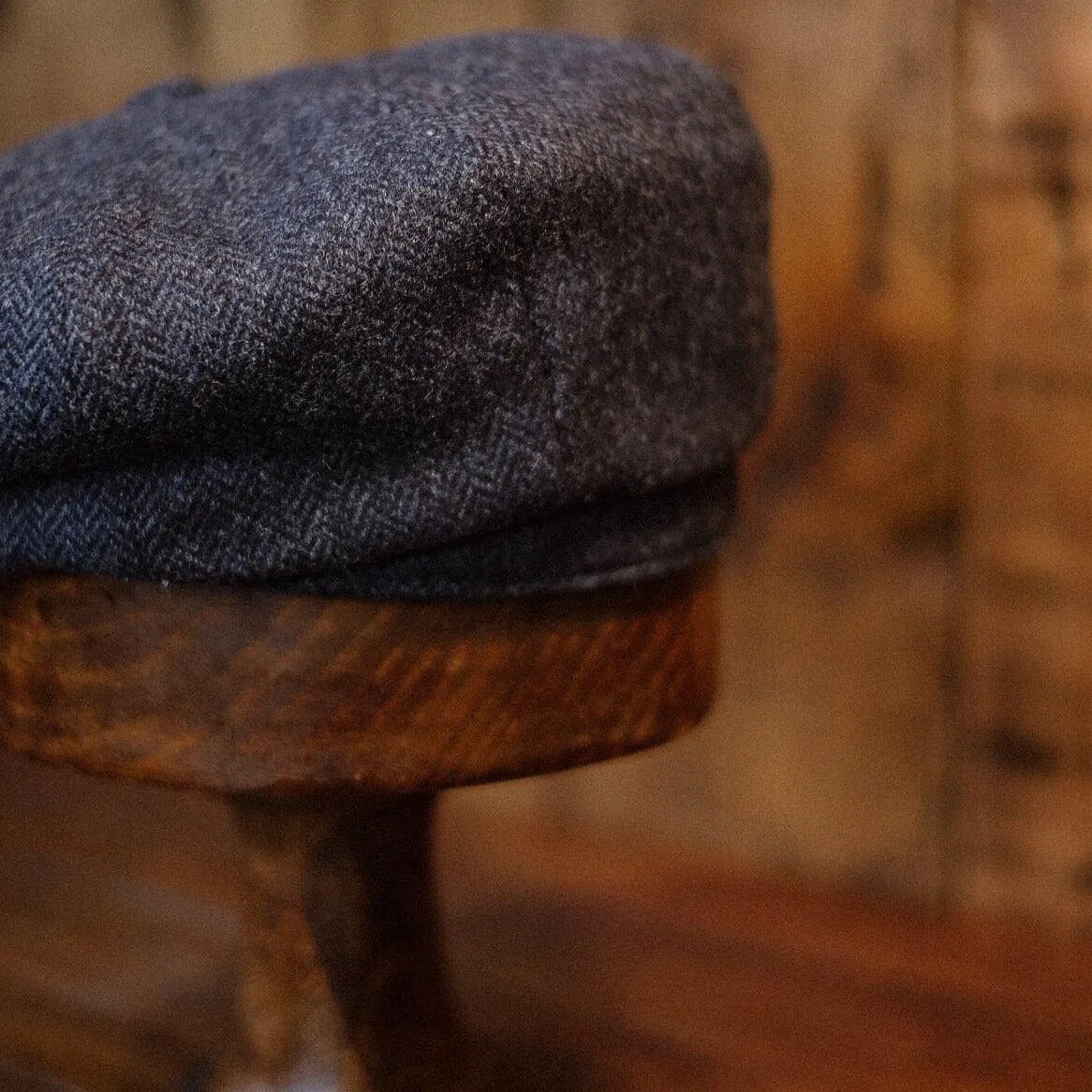 Eight Piece Blue Retro Wool Newsboy Cap