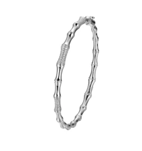 ELLE Sterling Silver "Bamboo" CZ Bangle Bracelet (SI5086)