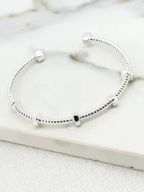 Envy Textured Silver Bangle with Geometric Detail