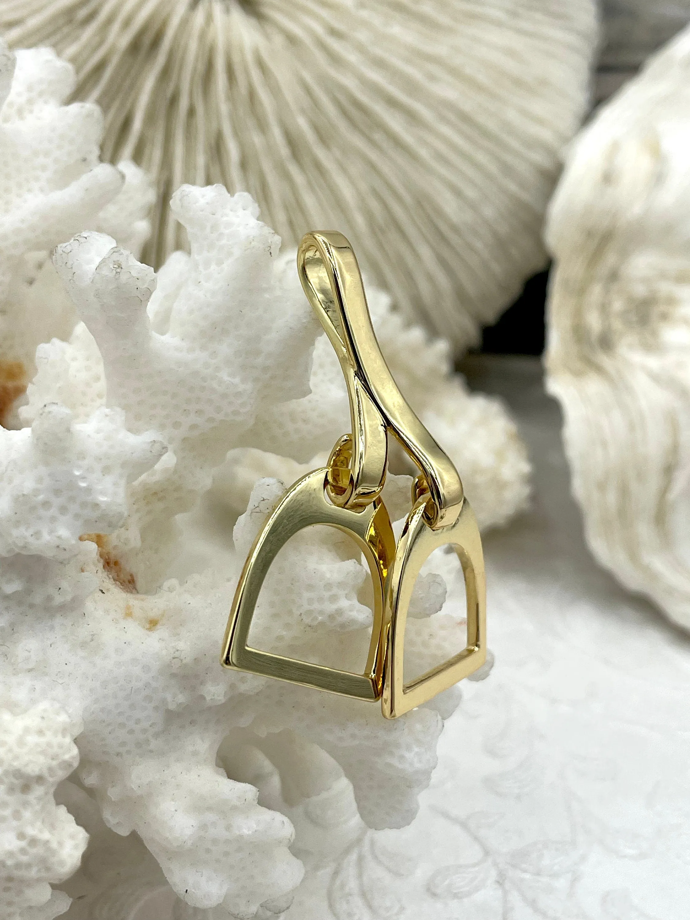 Equestrian Stirrup Pendant High Quality Brass Equestrian Pendant, Stirrup Charm, Equestrian Charm Horse Jewelry, 8 Finishes Fast Ship.