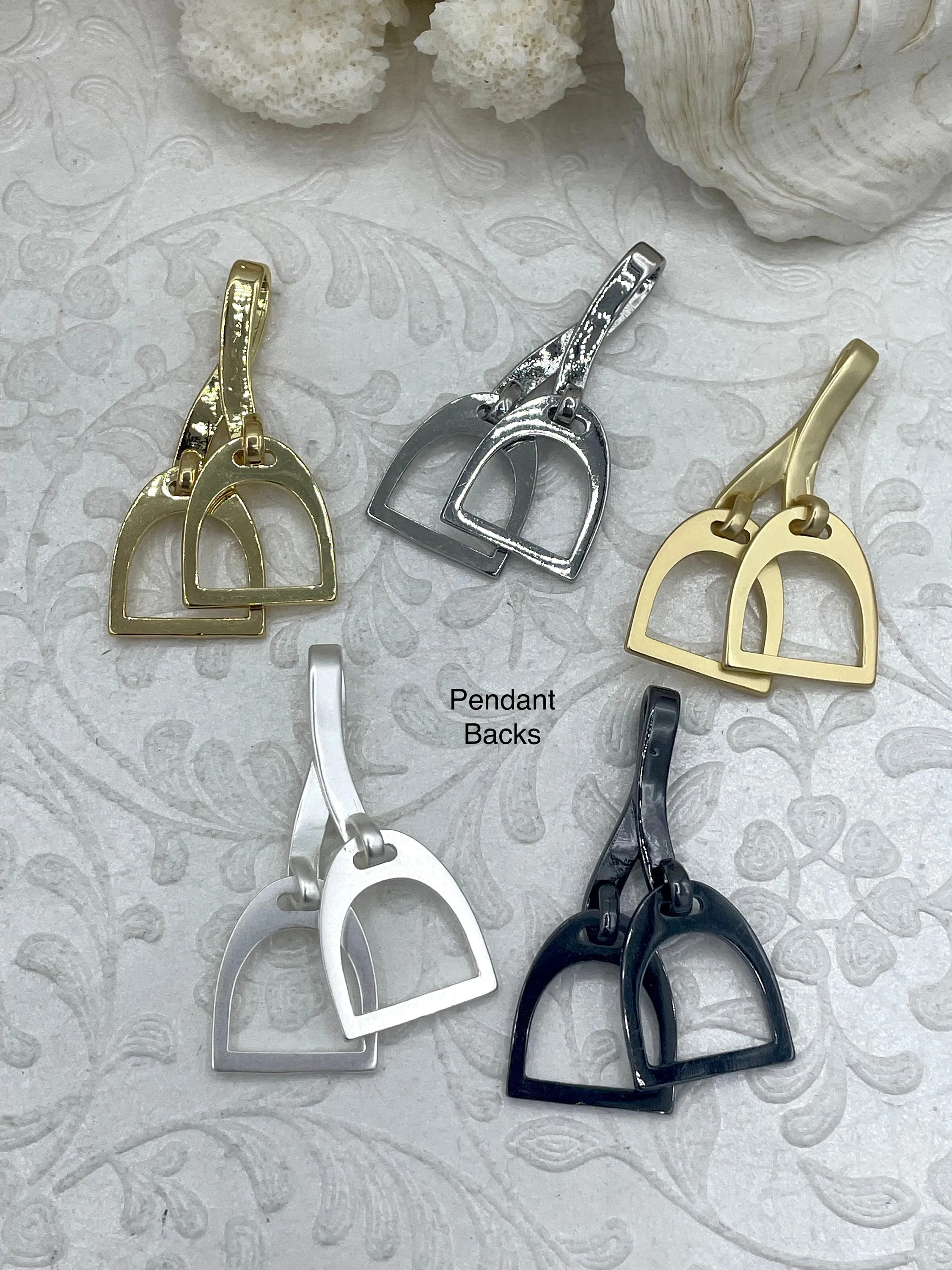 Equestrian Stirrup Pendant High Quality Brass Equestrian Pendant, Stirrup Charm, Equestrian Charm Horse Jewelry, 8 Finishes Fast Ship.