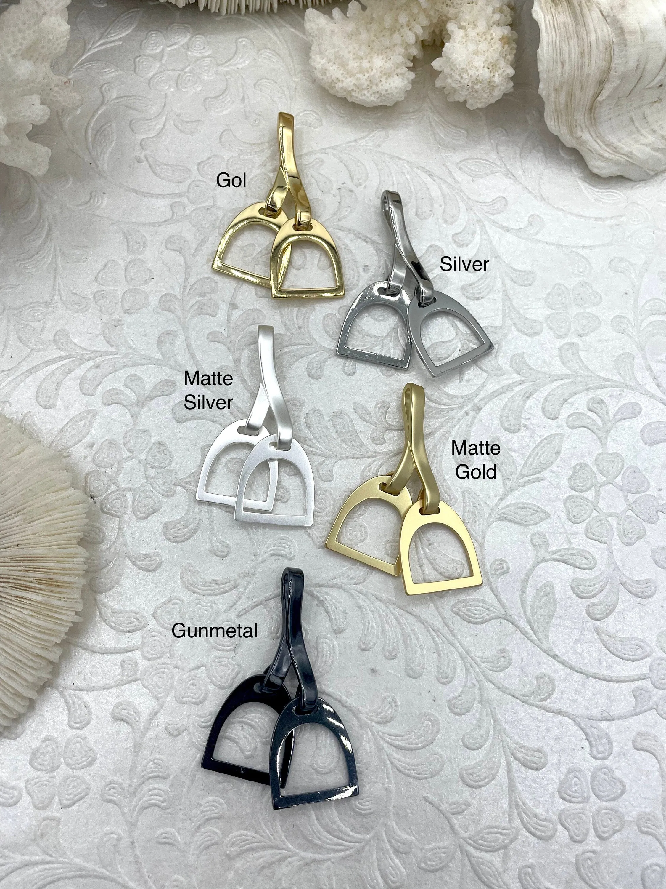 Equestrian Stirrup Pendant High Quality Brass Equestrian Pendant, Stirrup Charm, Equestrian Charm Horse Jewelry, 8 Finishes Fast Ship.