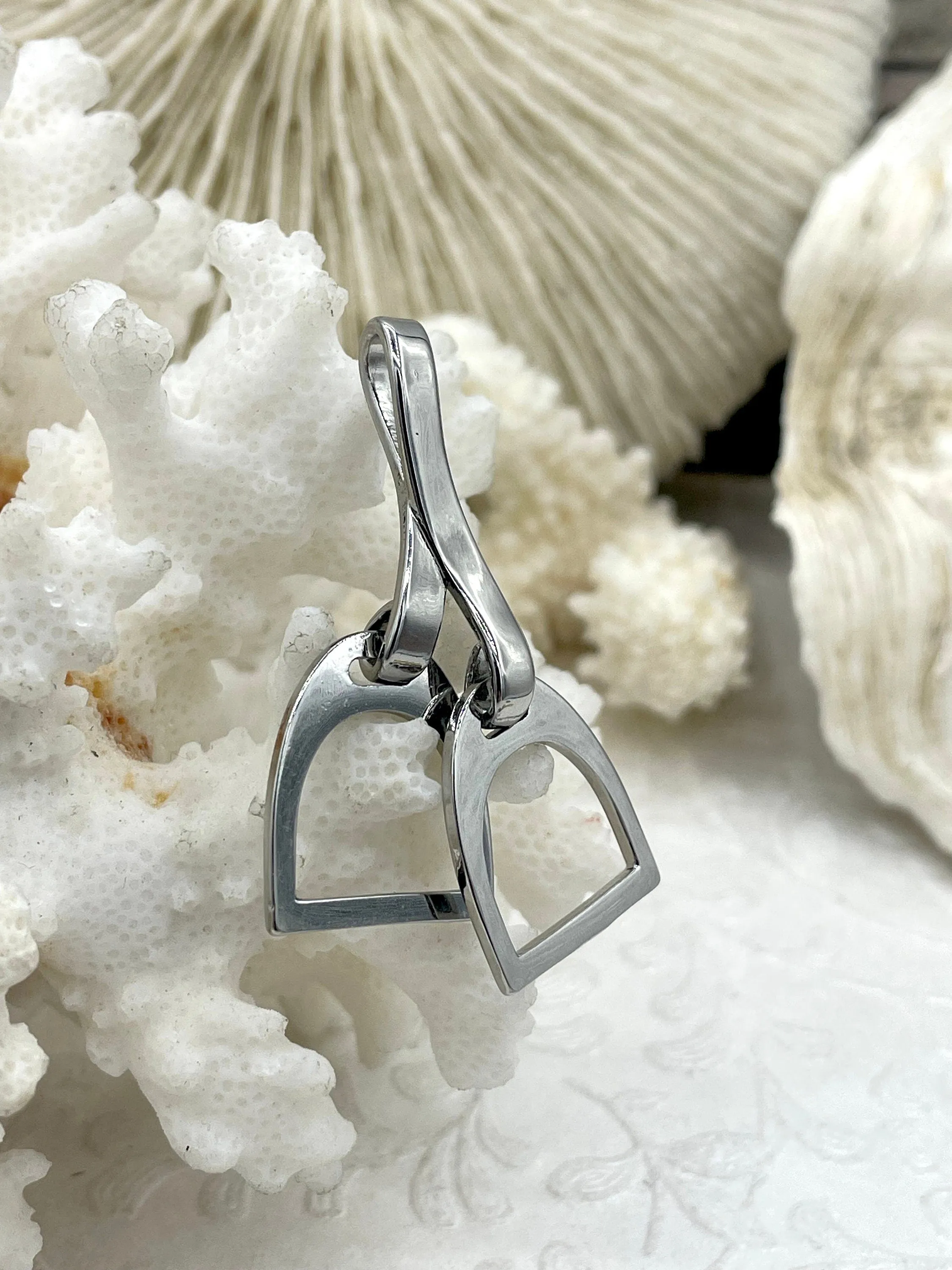 Equestrian Stirrup Pendant High Quality Brass Equestrian Pendant, Stirrup Charm, Equestrian Charm Horse Jewelry, 8 Finishes Fast Ship.