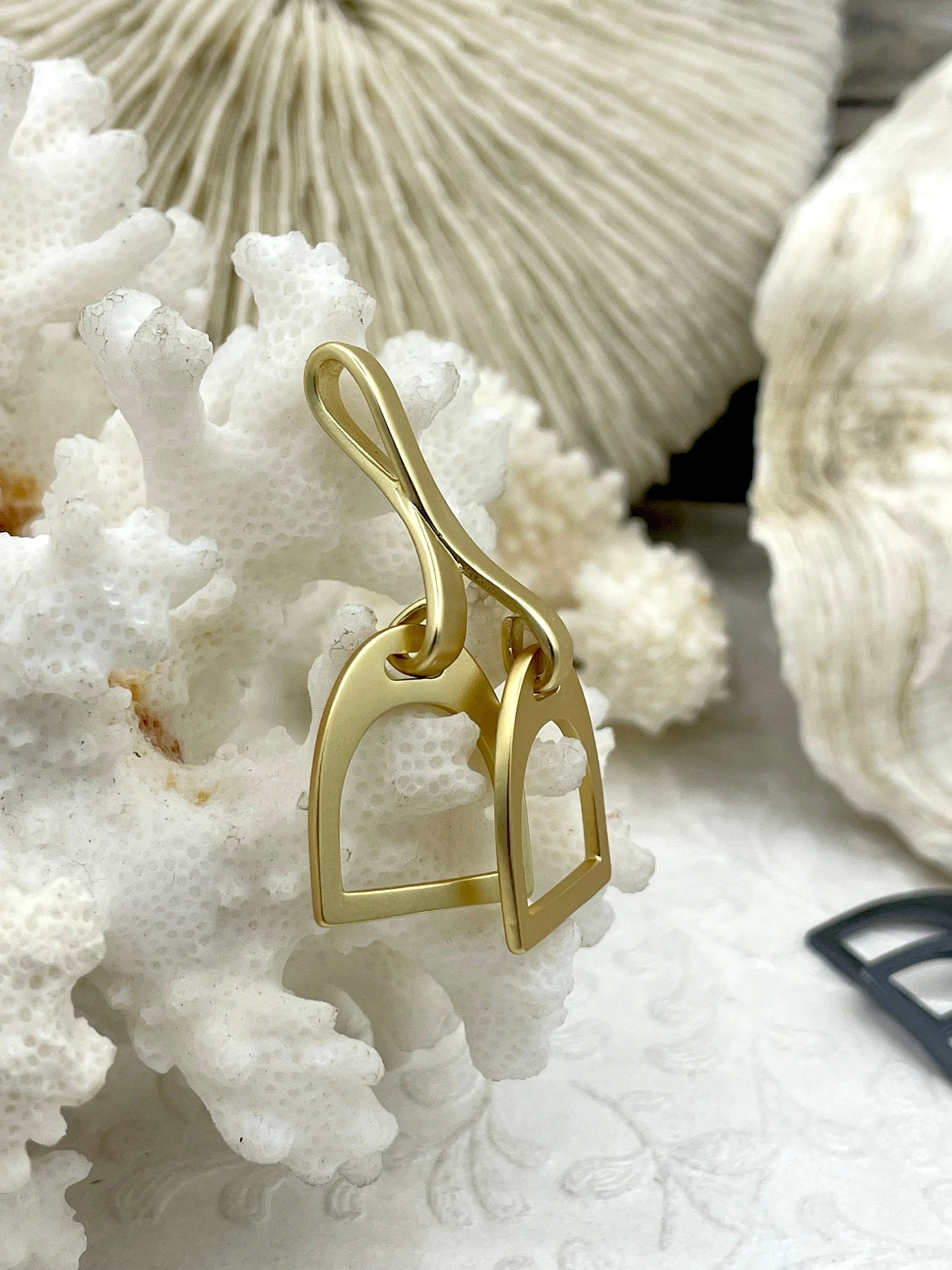 Equestrian Stirrup Pendant High Quality Brass Equestrian Pendant, Stirrup Charm, Equestrian Charm Horse Jewelry, 8 Finishes Fast Ship.