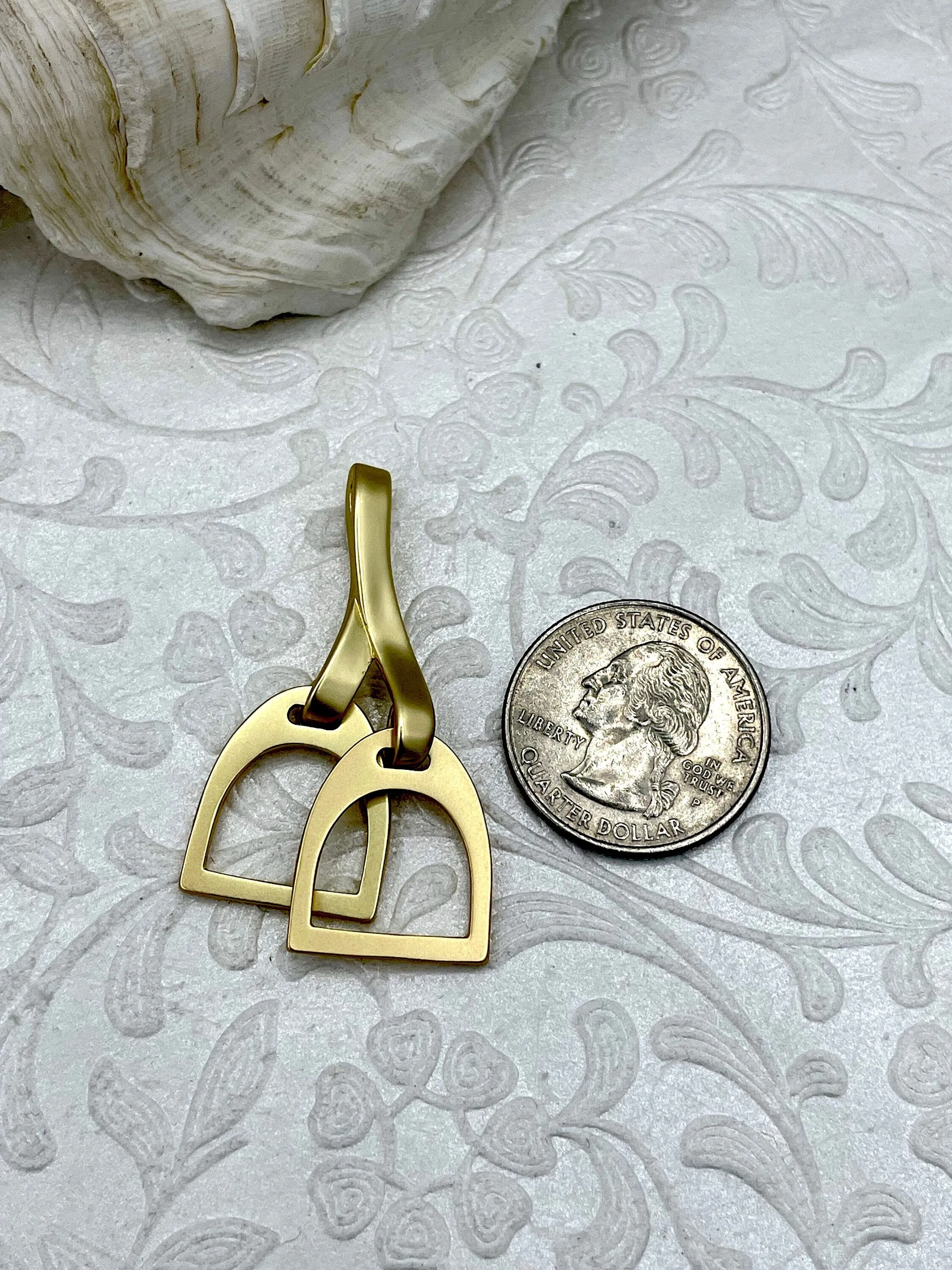 Equestrian Stirrup Pendant High Quality Brass Equestrian Pendant, Stirrup Charm, Equestrian Charm Horse Jewelry, 8 Finishes Fast Ship.