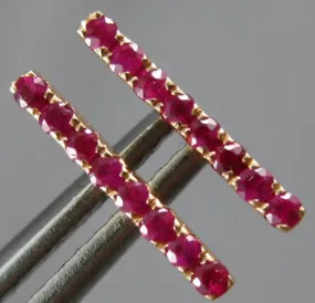 ESTATE .18CT AAA RUBY 14KT ROSE GOLD 3D CLASSIC BAR STUD EARRINGS