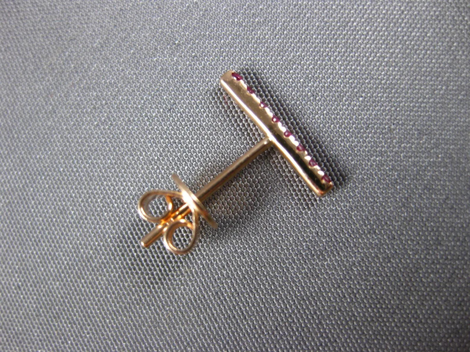 ESTATE .18CT AAA RUBY 14KT ROSE GOLD 3D CLASSIC BAR STUD EARRINGS