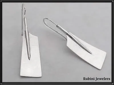 Extra Long Rowing Hatchet Blades Wire Earrings Made by Rubini Jewelers.