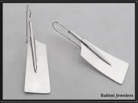 Extra Long Rowing Hatchet Blades Wire Earrings Made by Rubini Jewelers.
