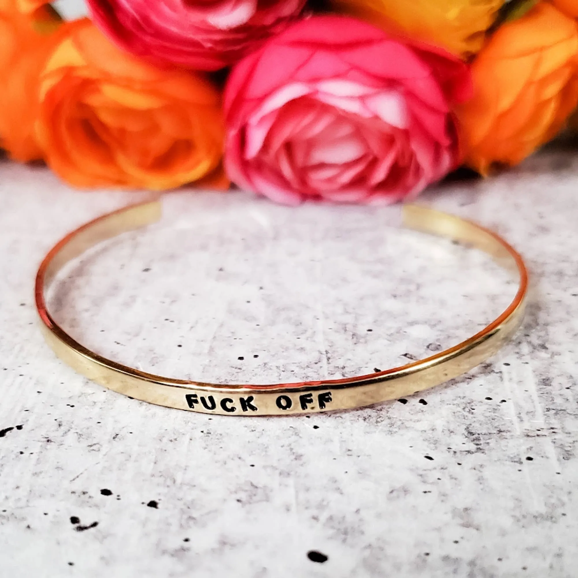 F* OFF Skinny Adjustable Cuff Bracelet, Cuss Word Bracelet, Swear word bracelet
