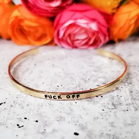 F* OFF Skinny Adjustable Cuff Bracelet, Cuss Word Bracelet, Swear word bracelet