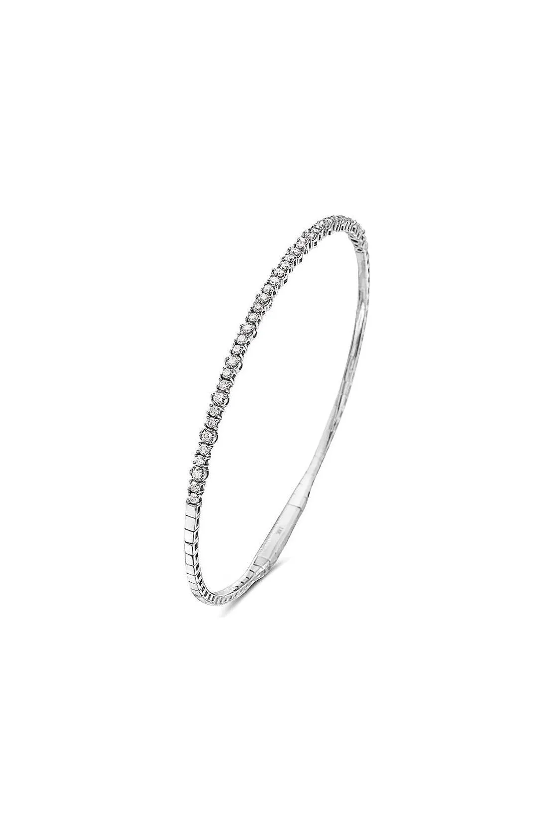 FC Creations Bracelet 14K Gold Diamond Thin Flexible Bangle Bracelet TW 1.5 Ct. | White Gold